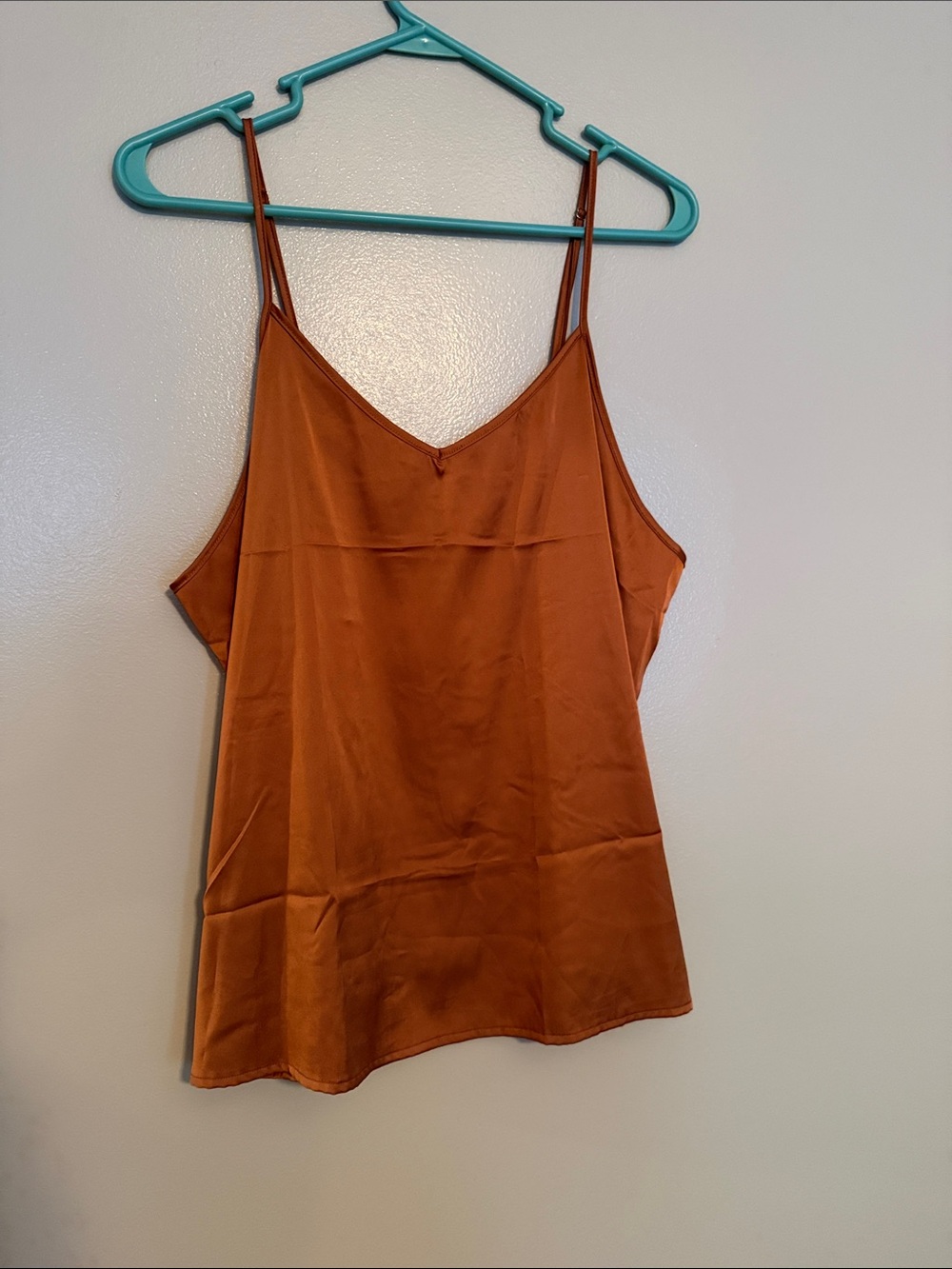 Satin Rust V-Neck Cami Top - Women's